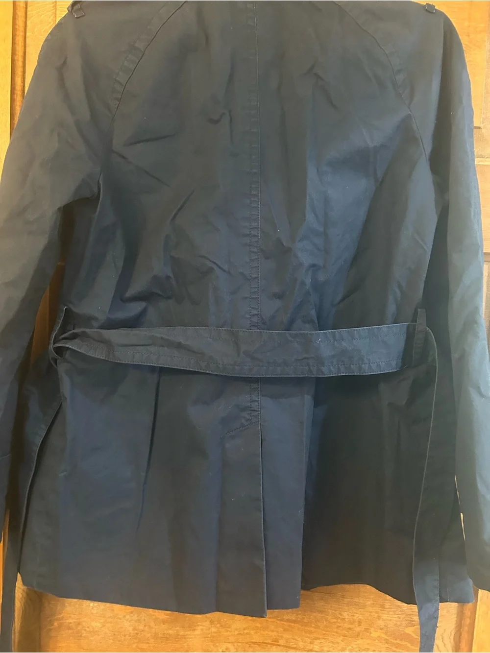 Coach Navy Double-Breasted Short Trench